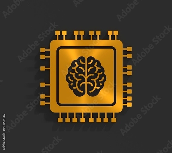 Fototapeta Deep learning, machine learning and big data processing concept. Artificial Intelligence hardware concept. Human brain silhouette with cpu. 3D render