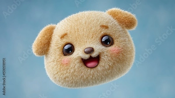 Obraz Cute Fluffy Puppy Cartoon Character  Happy Dog  3D Render  Adorable Pet  Digital Art  Frie