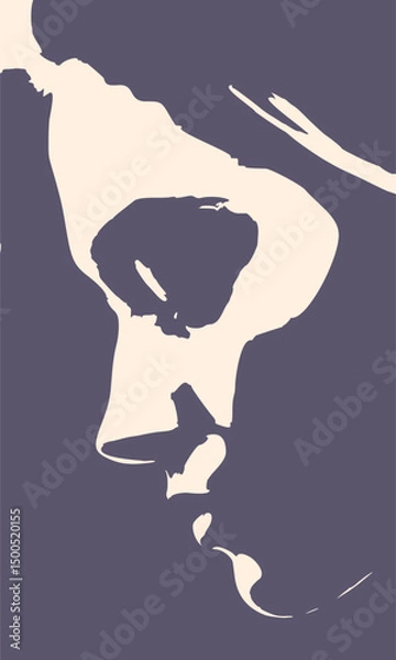 Fototapeta Young woman face side view in low key style. Elegant silhouette of a female head.