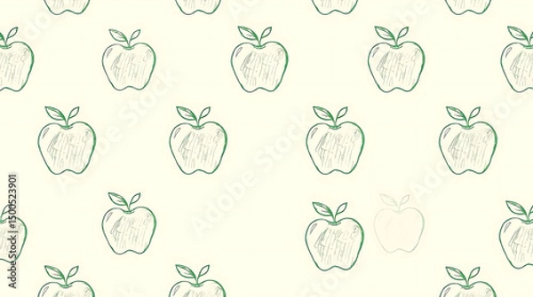 Obraz Green Apple Pattern Sketch