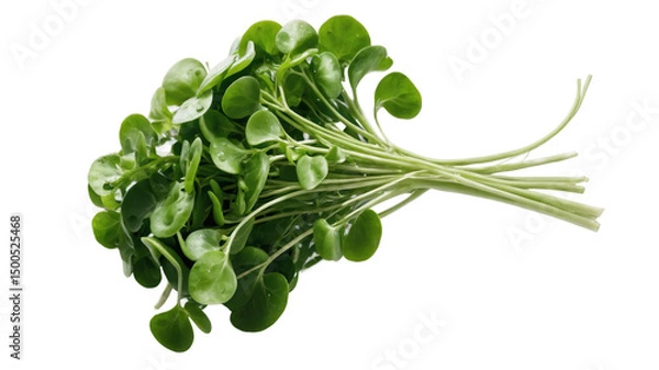 Obraz Fresh watercress bunch displayed against a muted green background.