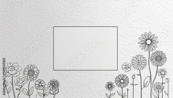 Fototapeta New style hand drawn frame with flowers	