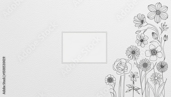 Fototapeta New style hand drawn frame with flowers	