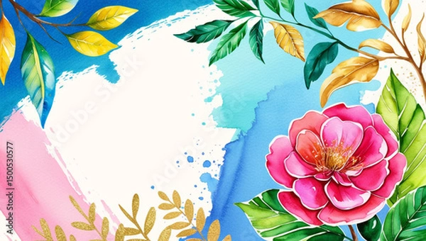 Fototapeta Holding illustration of a colorful watercolor tree	