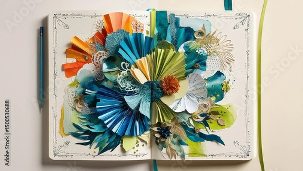 Fototapeta Top view flower press with frame book
