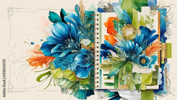 Fototapeta Top view flower press with frame book