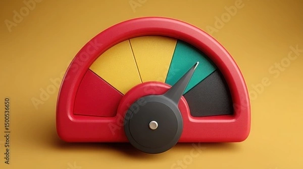 Fototapeta Vibrant red and yellow speed meter indicating rapid changes in labor market dynamics within unemployment model concepts
