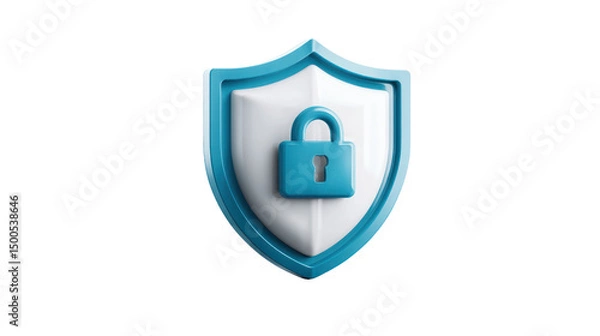Fototapeta Shield icon with lock symbol, representing digital security and protection.