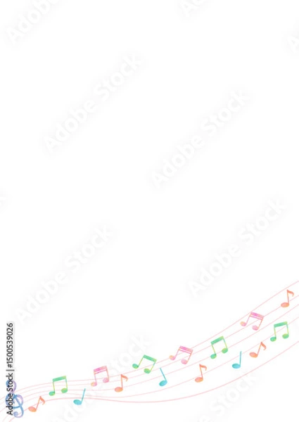 Fototapeta カラフル　音符　音楽　水彩　かわいい　イラスト　フレーム