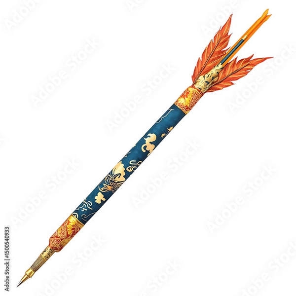 Obraz A Silk Arrow with Chinese Phoenix Clouds Imperial H Isolated on Transparent Background