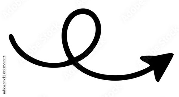 Obraz Curled hand drawn doodle right arrow