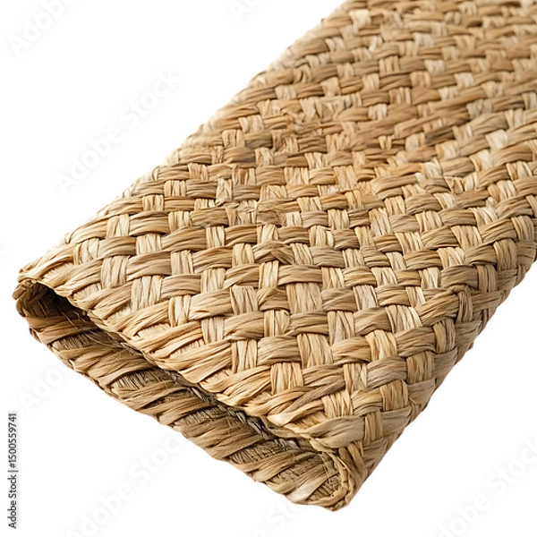 Fototapeta Elegant Minimalist Straw Beach Mat with a Classic W Isolated on Transparent Background
