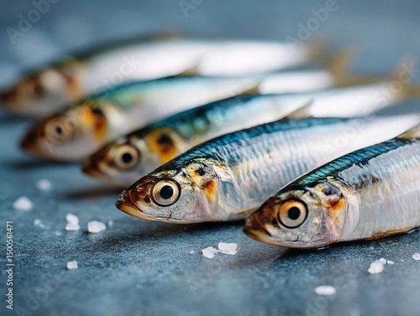 Obraz Sardines lined up glistening ready to eat