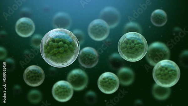 Fototapeta Microscope of cell, Embryonic stem cells, Life and biology concept, 3D rendering