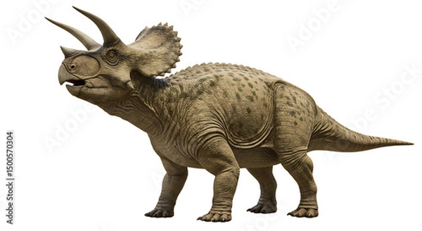 Fototapeta Detailed Render of a Triceratops with Horns and Frill in Profile