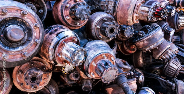 Fototapeta Rust Car Parts in junkyard