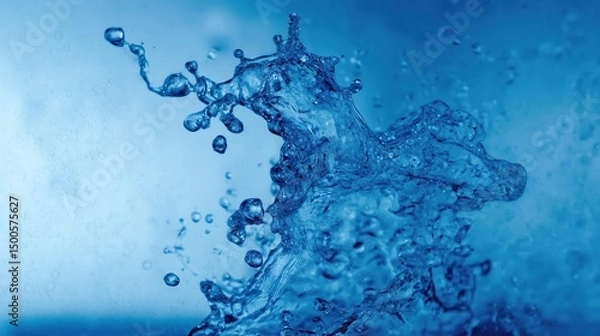 Fototapeta Dynamic water splash in blue tones, abstract motion blur conveying fluid energy and movement