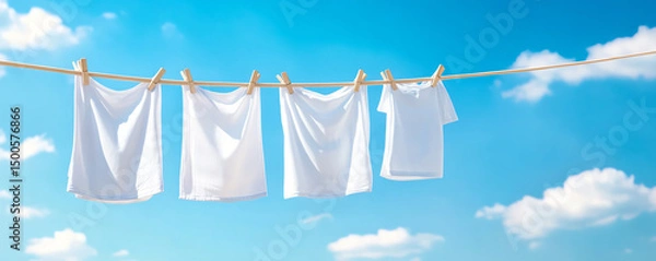 Obraz Fresh laundry hanging in sun represents daily life and simple joys