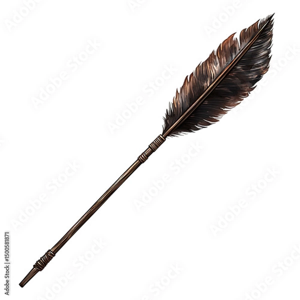 Obraz A Feathered Arrow with Bird Plumage Textu Isolated on Transparent Background