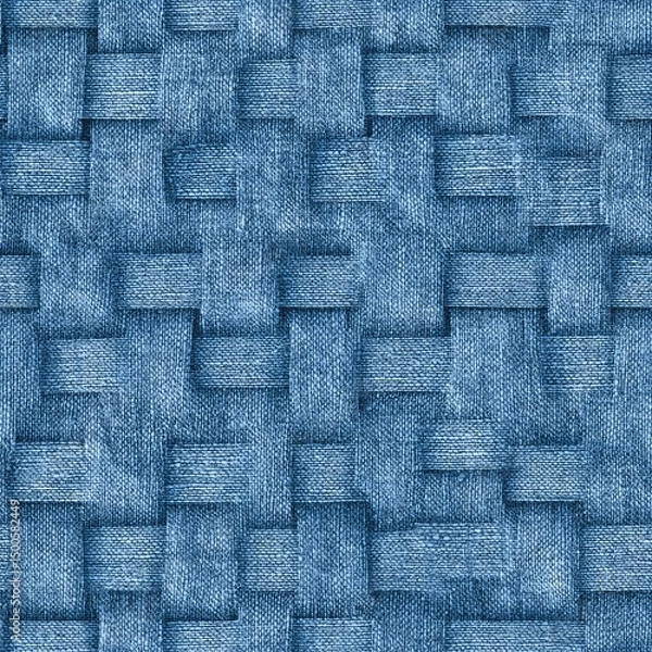 Fototapeta Seamless soft denim weave pattern in faded blue, realistic textile texture
