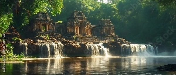 Obraz Jungle Temple Waterfall Serenity