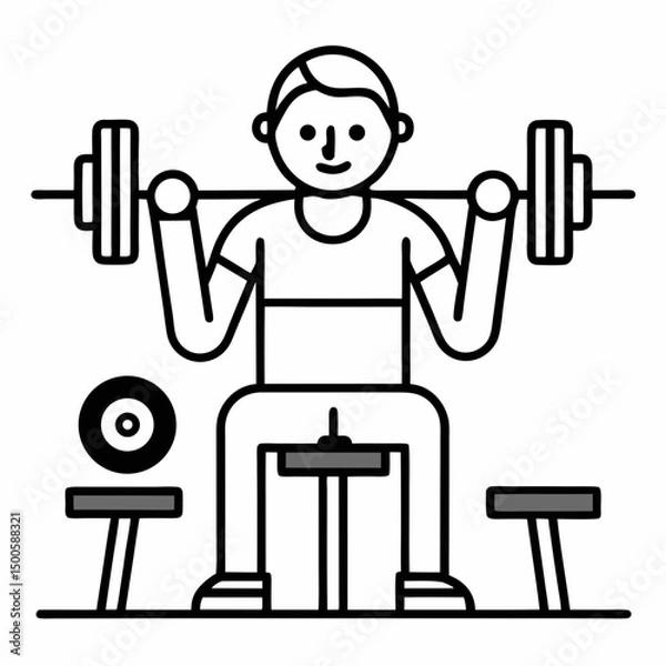 Fototapeta cartoon illustration of a man lifting weights