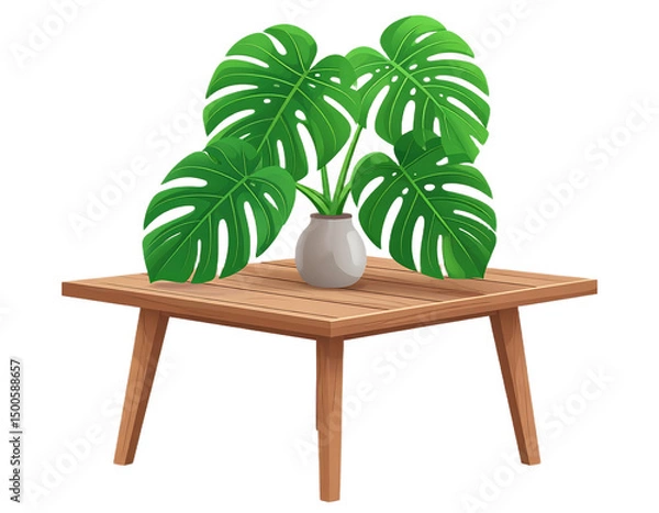 Fototapeta Modern Minimalist Tabletop Still Life Monstera Plant in Vase