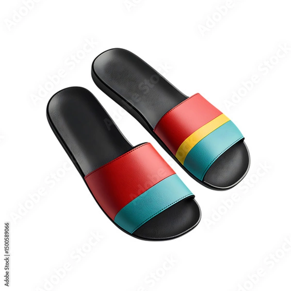 Fototapeta Trendy Slip On Beach Sandals With A Modern Sleek Design Isolated on Transparent Background