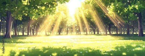 Obraz Sunlit forest glade, spring, calm