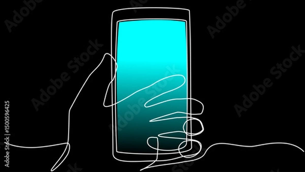 Fototapeta Connected Lines: Smartphone Drawn with a Single Stroke