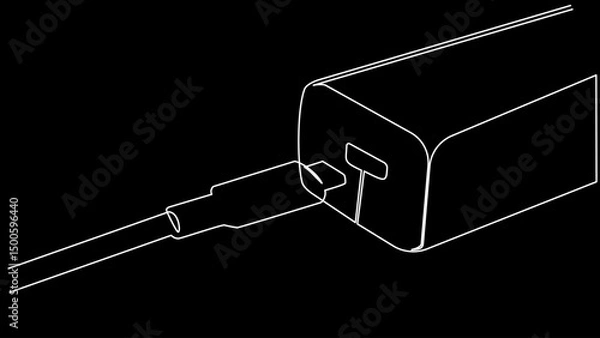 Fototapeta One Line Charger: Power Simplified in Minimal Vector Art