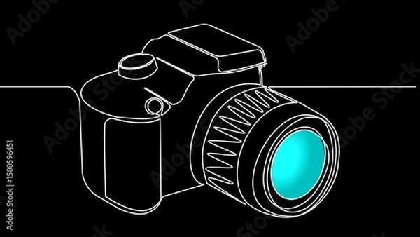 Fototapeta One Line Camera: Capturing Moments in Minimal Vector Art