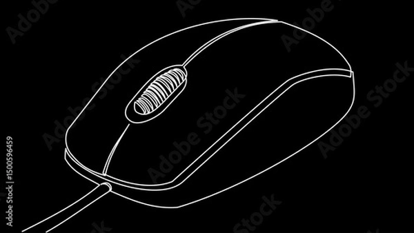Fototapeta One Line Mouse: Sleek Minimalist Vector Tech Design