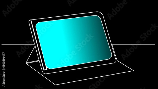 Fototapeta One Line Tablet: Sleek Minimalist Vector Tech Design