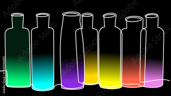 Fototapeta Linear Glow: Sleek One-Line Vector Art of Lotion
