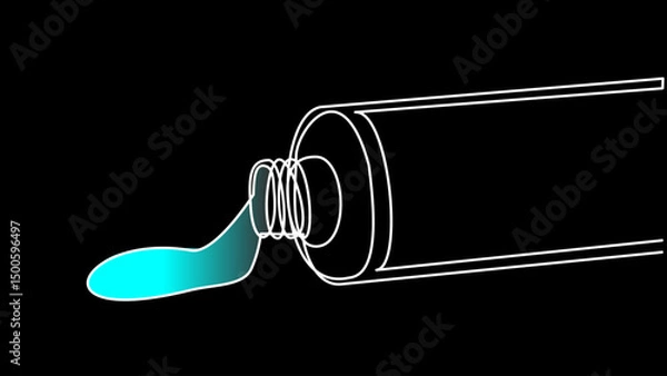 Fototapeta Linear Mint: Sleek One-Line Vector Art of Toothpaste