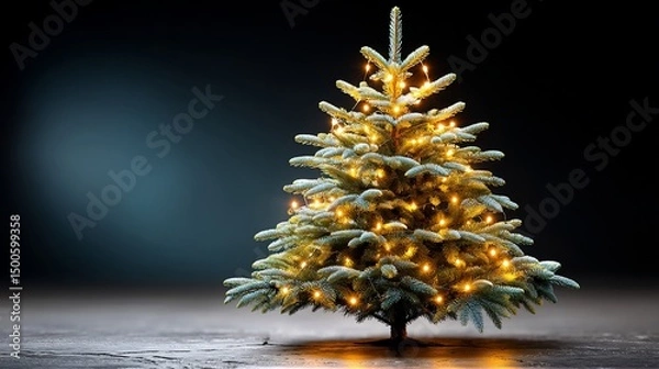 Obraz Warmly lit holiday tree against dark backdrop