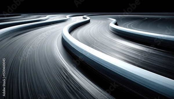 Obraz Abstract wavy metallic pathways