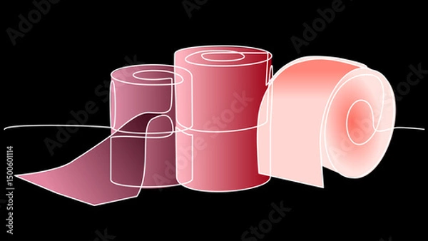 Fototapeta Linear Comfort: Minimalist Vector Art of Toilet Paper
