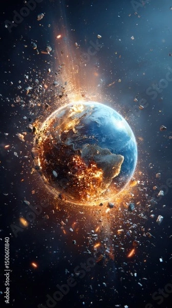 Fototapeta Fiery Planet Explosion in Space