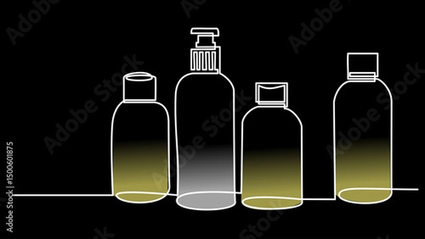 Fototapeta Linear Cleanse: Minimal Vector Art of a Shampoo Bottle
