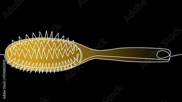 Fototapeta Brushed in Line: Hairbrush Drawn with a Single Stroke