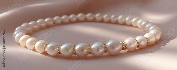Obraz Elegant pearl bracelet, soft fabric background