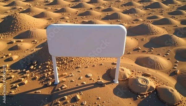 Fototapeta Oversized message bubble casting soft shadow over a minimal landscape