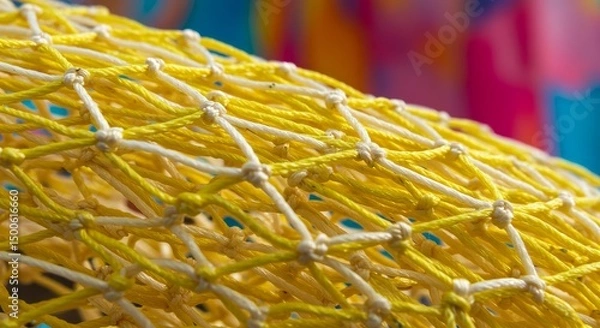 Fototapeta Yellow Net Texture Close Up Abstract Background Details