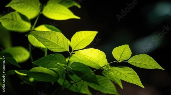 Fototapeta Sunlit Green Foliage Showcasing Vibrant Light and Texture in a Natural Setting with Shadows and Depth for Nature Lovers and Landscapes