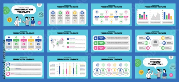 Fototapeta Modern presentation slide templates. Infographic elements template set for web, print, annual report brochure, business flyer leaflet marketing and advertising template. Vector Illustration.