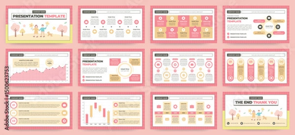 Fototapeta Modern presentation slide templates. Infographic elements template set for web, print, annual report brochure, business flyer leaflet marketing and advertising template. Vector Illustration.