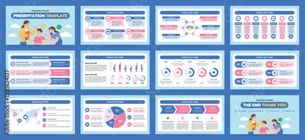 Fototapeta Modern presentation slide templates. Infographic elements template set for web, print, annual report brochure, business flyer leaflet marketing and advertising template. Vector Illustration.