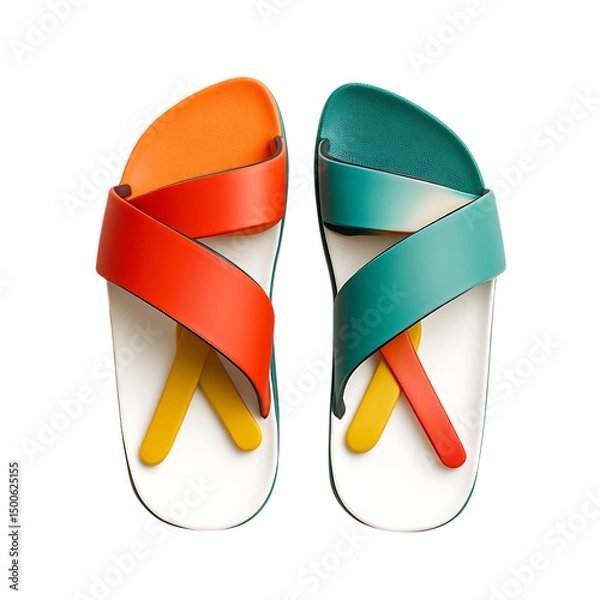 Fototapeta Trendy Slip On Beach Sandals with a Modern Design Isolated on Transparent Background